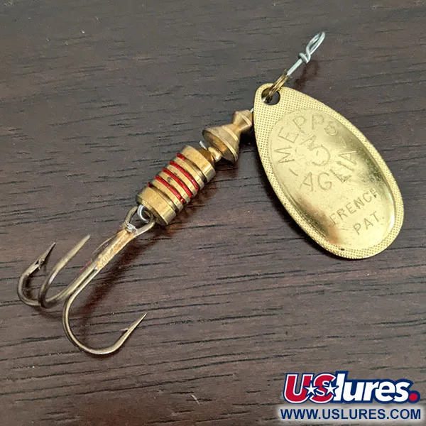 Vintage   Mepps Aglia 3, 1/4oz Brass spinning lure #16359