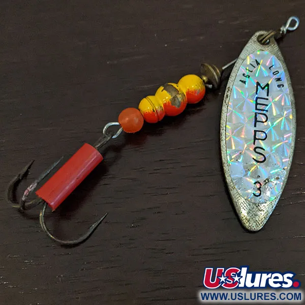 Vintage   Mepps Aglia Long 3, 2/5oz Silver spinning lure #16441