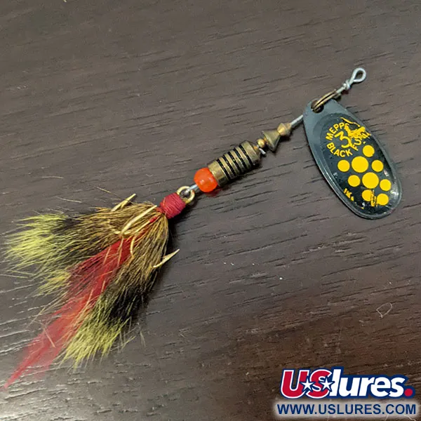 Vintage   Mepps Black Fury 3 dressed (squirrel tail), 1/4oz  spinning lure #16453