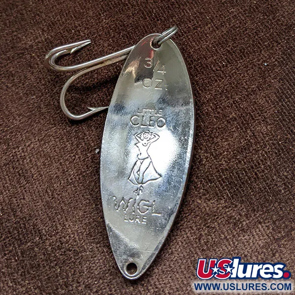 Vintage  Seneca Little Cleo (Hula Girl) Glow, 3/4oz Glow/nickel - glows in the dark fishing spoon #16526