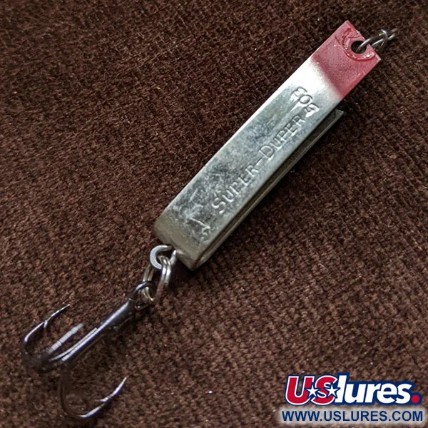 Vintage   Luhr Jensen Super-Duper 503, 1/8oz Nickel/Red fishing spoon #16548