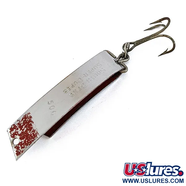 Vintage   South Bend  Super-Duper 506 , 1/4oz Nickel/Red fishing spoon #16561