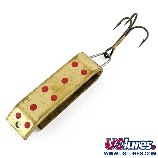 Vintage   Jake's Lures Lil Jake, 1/4oz Brass/red fishing spoon #16568