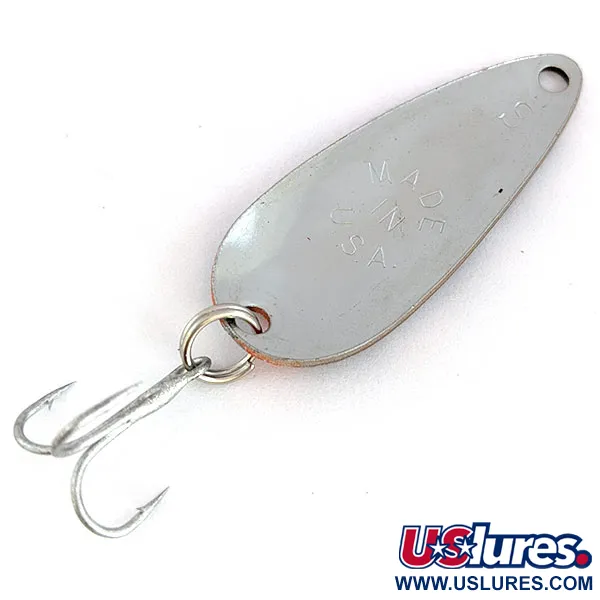 Vintage   Worth Chippewa Steel Spoon, 3/16oz Nickel/red/black fishing spoon #16570