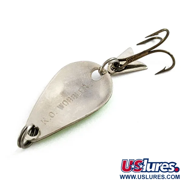 Vintage  Acme K.O. Wobbler , 1/8oz Nickel/Green fishing spoon #16573