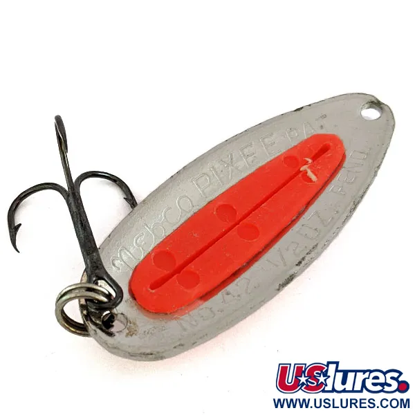 Vintage   ​Nebco Pixee UV, 1/2oz Nickel/orange fishing spoon #16577