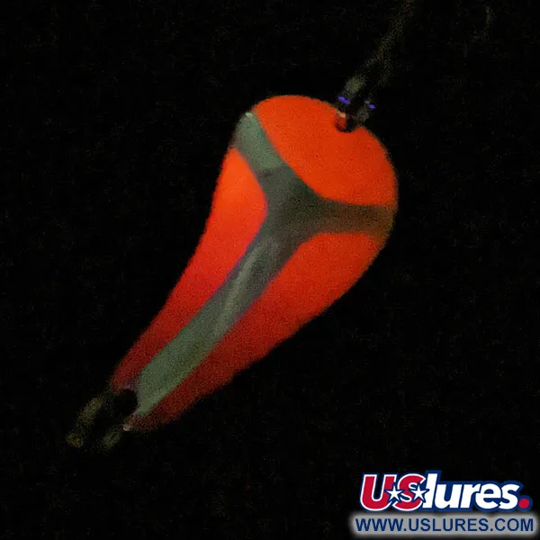 Vintage  Worth PÖС Chop UV​, 2/5oz Nickel/Red UV fishing spoon #17281
