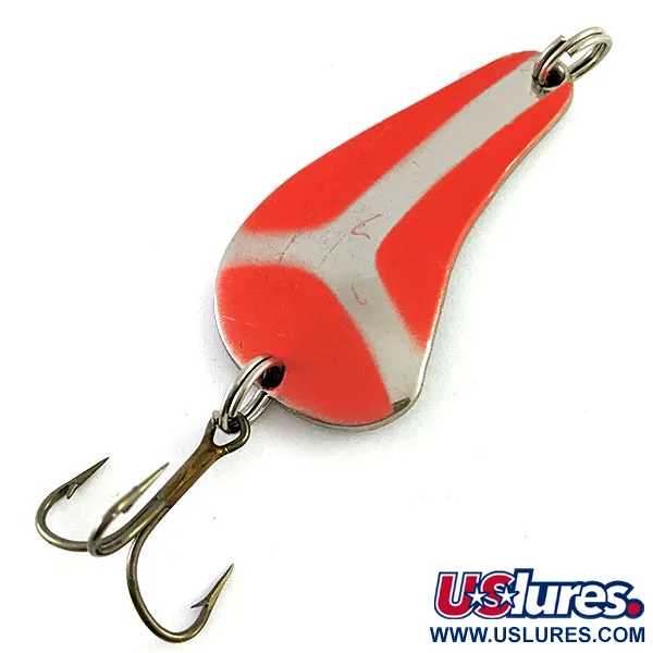 Vintage  Worth PÖС Chop UV​, 2/5oz Nickel/Red UV fishing spoon #17281