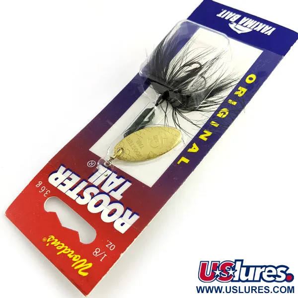  Yakima Bait Worden’s Original Rooster Tail, 1/8oz Gold/black spinning lure #16590