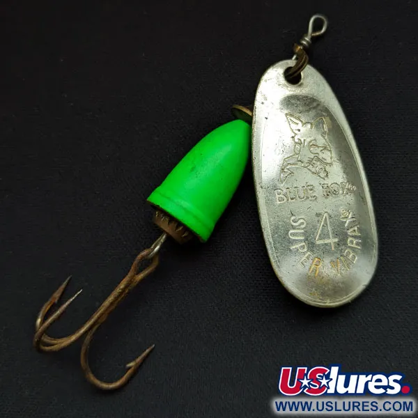 Vintage   Blue Fox Super Vibrax 4, 3/8oz 
Silver/green spinning lure #16614