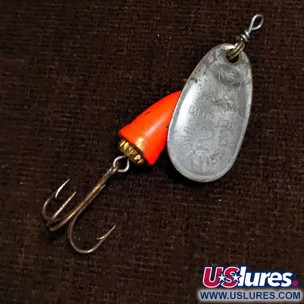 Vintage   Blue Fox Super Vibrax 2, 3/16oz Silver/orange spinning lure #16616