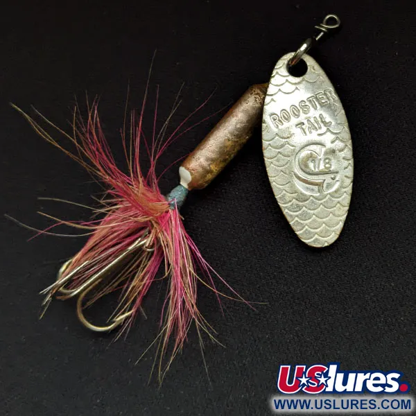 Vintage  Yakima Bait Worden’s Original Rooster Tail, 1/8oz Silver spinning lure #16623