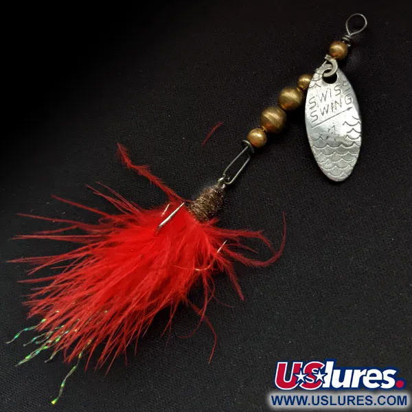 Vintage  Renosky Lures Swiss Swing, 1/8oz Silver/red spinning lure #16625