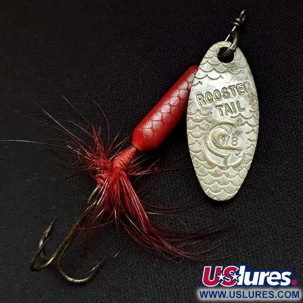 Vintage  Yakima Bait Worden’s Original Rooster Tail, 1/8oz Silver/red spinning lure #16626