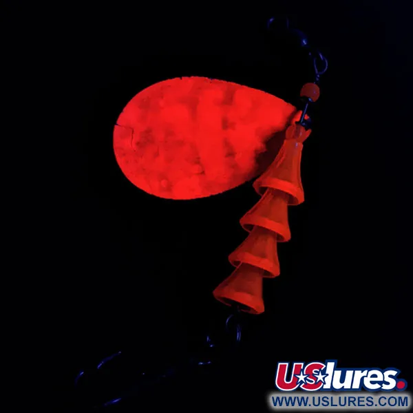 Vintage   Luhr Jensen Tee Spoon 5​ UV, 2/5oz Nickel/Red UV​ - glows in UV spinning lure #16630