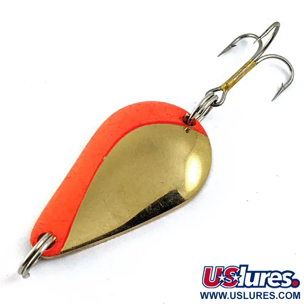Vintage  Acme K.O. Wobbler , 1/2oz Gold/Orange fishing spoon #16663