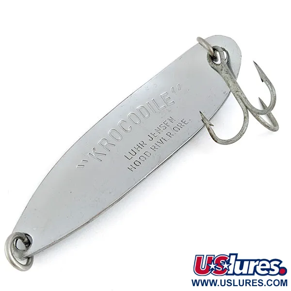 Vintage  Luhr Jensen Krocodile #5, 1oz Nickel/blue fishing spoon #16708