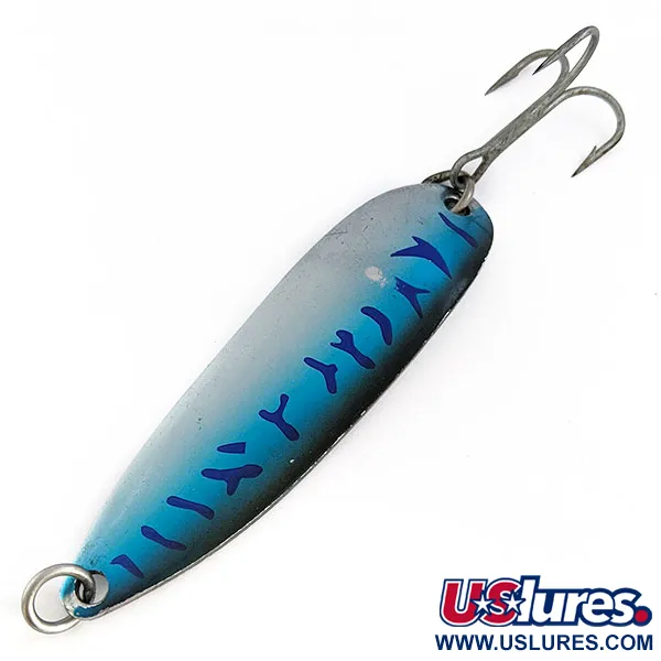 Vintage  Luhr Jensen Krocodile #5, 1oz Nickel/blue fishing spoon #16708