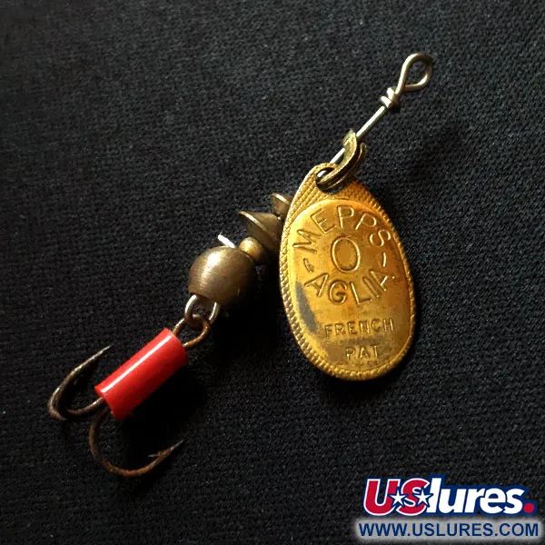Vintage   Mepps Aglia 0, 3/32oz Brass spinning lure #16732