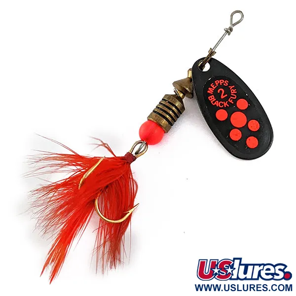 Vintage   Mepps Black Fury 2, 3/16oz Black/red spinning lure #16738