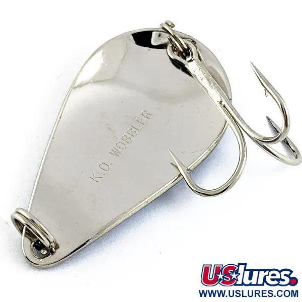 Vintage  Acme K.O. Wobbler , 3/4oz Nickel/blue fishing spoon #16804