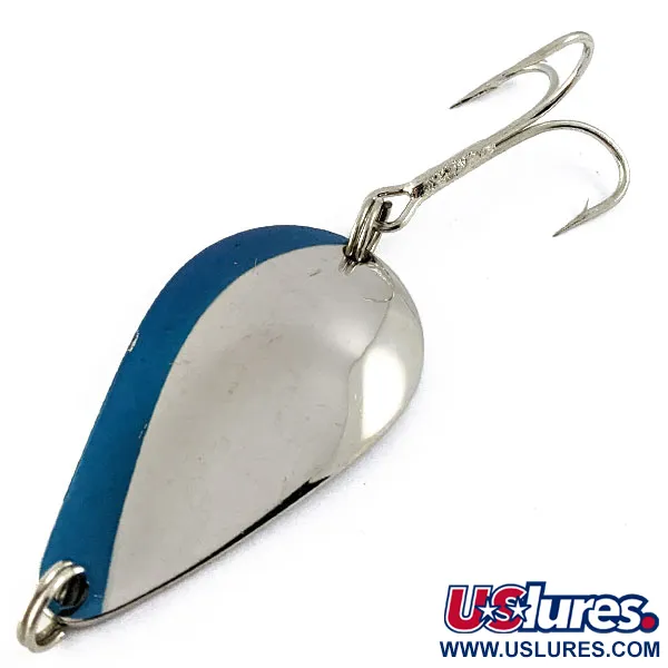 Vintage  Acme K.O. Wobbler , 3/4oz Nickel/blue fishing spoon #16804