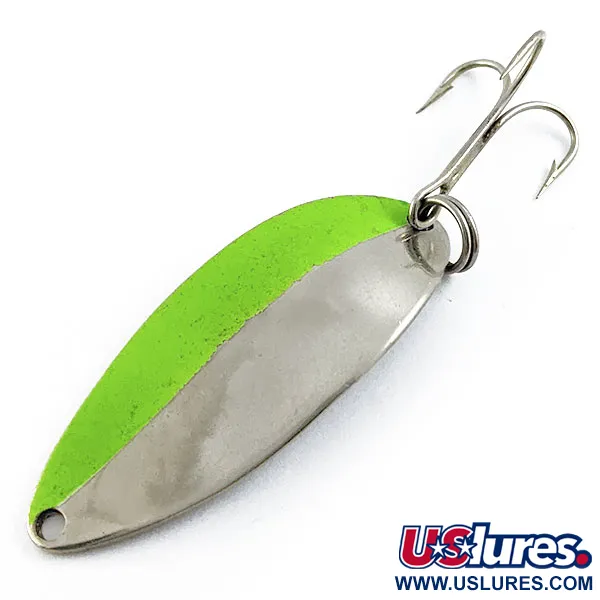 Vintage  Seneca LIttle Cleo (Hula Girl), 1/2oz Nickel/Green fishing spoon #16806
