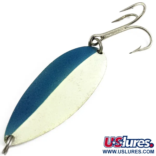 Vintage   Acme Little Cleo Glow, 3/4oz Nickel/blue/white Glow - glows in the dark fishing spoon #16888