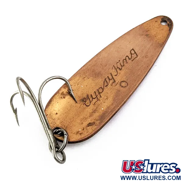 Vintage  Weller Gypsy King 0, 2/5oz Red/White/Copper fishing spoon #16939