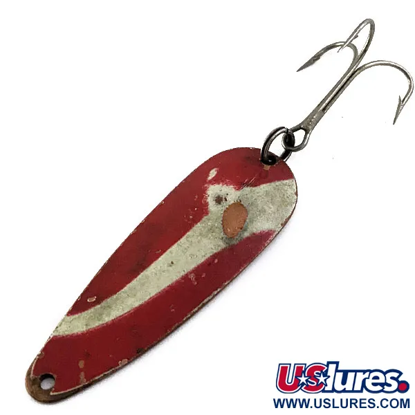 Vintage  Weller Gypsy King 0, 2/5oz Red/White/Copper fishing spoon #16939
