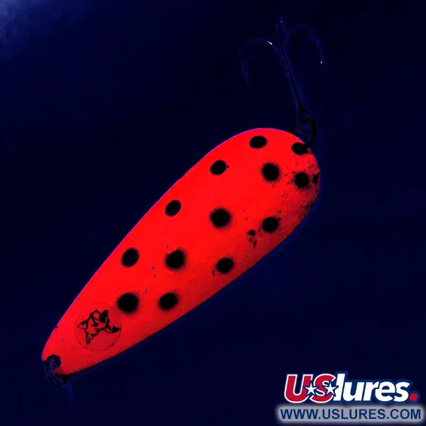 Vintage   Nebco /Blue Fox FlashBait 66, 3/4oz Nickel/pink UV  glows fishing spoon #16944