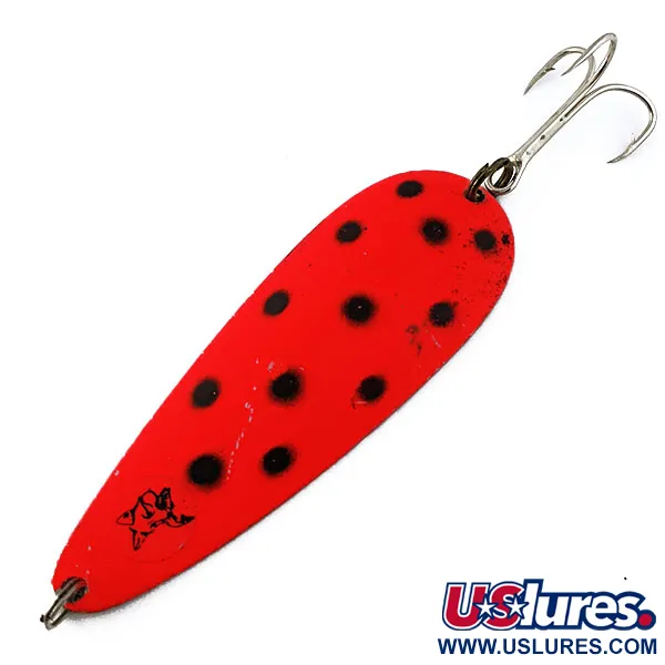 Vintage   Nebco /Blue Fox FlashBait 66, 3/4oz Nickel/pink UV  glows fishing spoon #16944