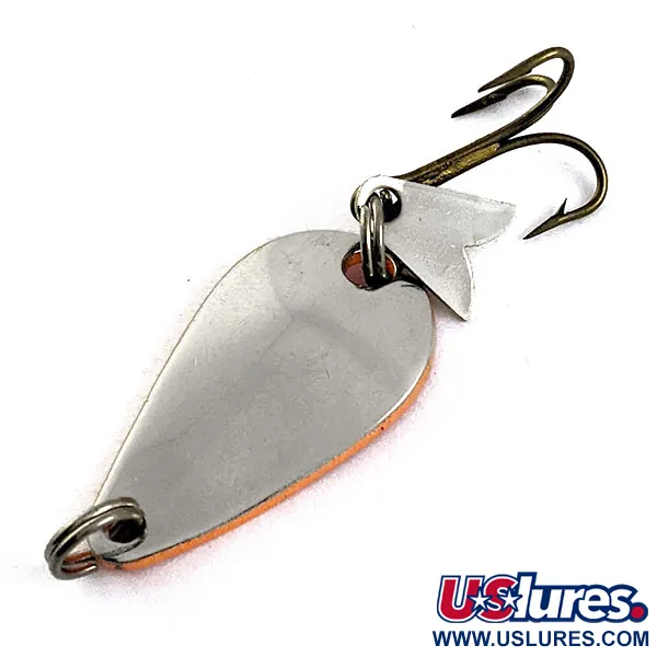 Vintage  Acme K.O. Wobbler , 1/8oz Nickel/orange fishing spoon #16973