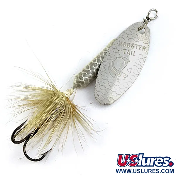 Vintage  Yakima Bait Worden’s Original Rooster Tail, 1/4oz Silver spinning lure #16974