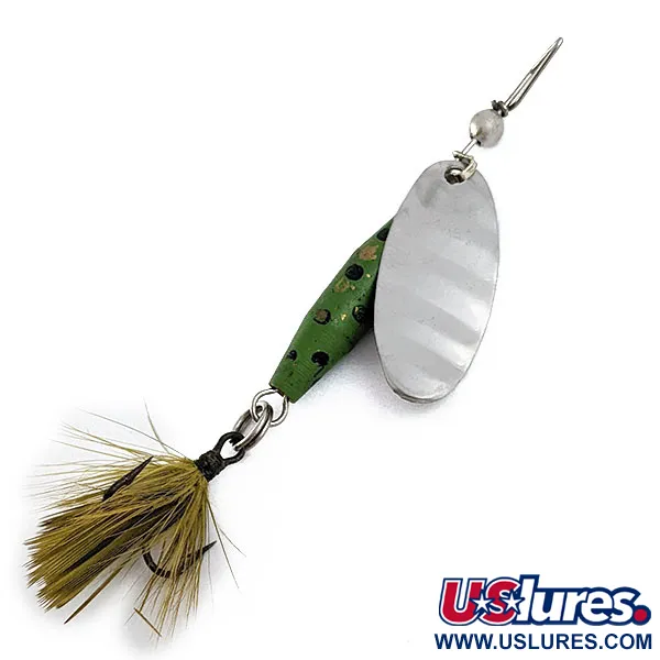 Vintage   Glen Evans Shyster , 1/4oz Nickel/Green spinning lure #17009