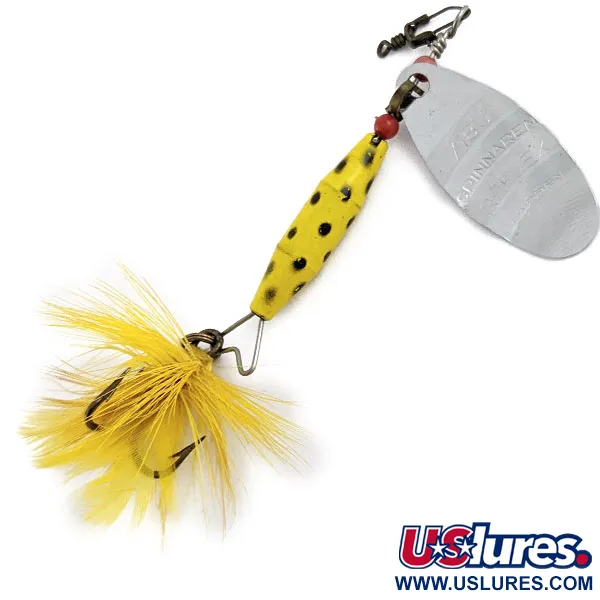Vintage  Abu Garcia Abu Reflex, 1/4oz Nickel/yellow spinning lure #17010