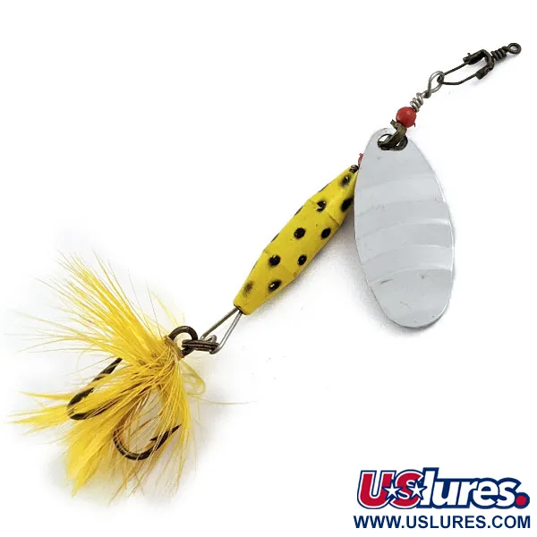 Vintage  Abu Garcia Abu Reflex, 1/4oz Nickel/yellow spinning lure #17010