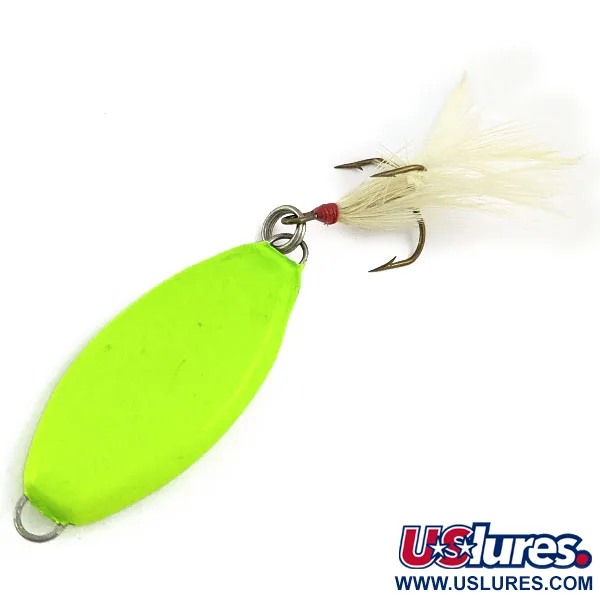 Vintage   Worth, 1oz Chartreuse fishing spoon #17018