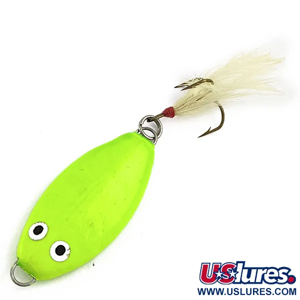 Vintage   Worth, 1oz Chartreuse fishing spoon #17018