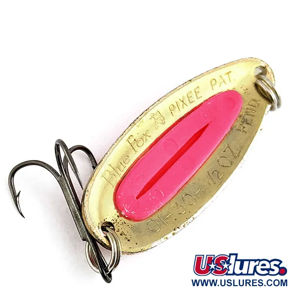 Vintage    Blue Fox Pixee, 1/2oz Gold/pink fishing spoon #17032