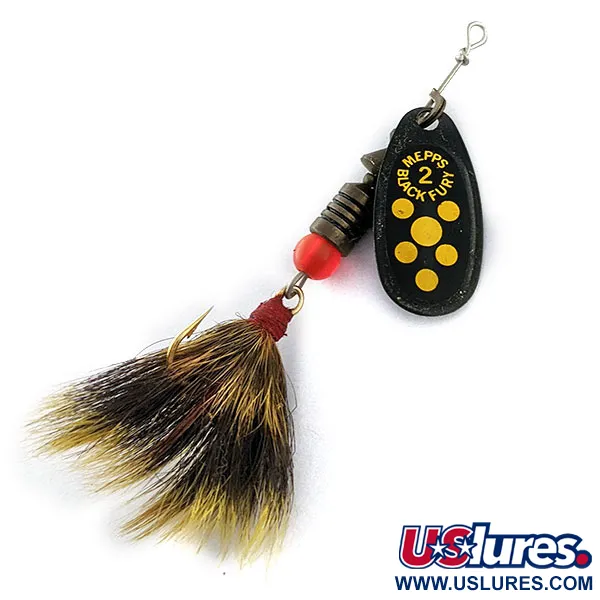 Vintage   Mepps Black Fury 2 Dressed (squirrel tail), 3/16oz  spinning lure #17077