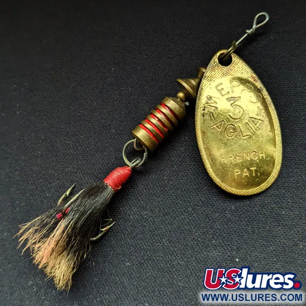 Vintage   Mepps Aglia 3 Dressed, 1/4oz Gold spinning lure #17081