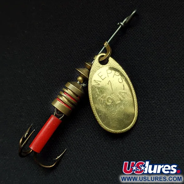 Vintage   Mepps Aglia 1, 1/8oz Gold spinning lure #17095