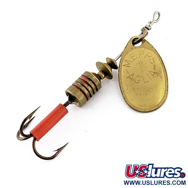 Vintage   Mepps Aglia 1, 1/8oz Gold spinning lure #17095