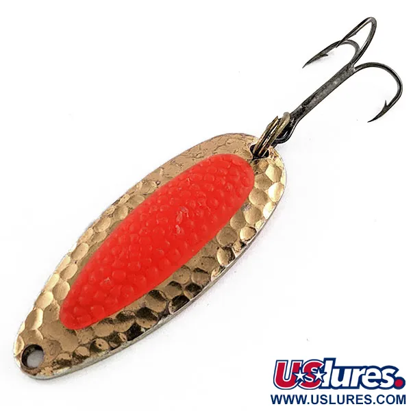 Vintage   Nebco Pixee UV, 1/2oz Gold/UV Red fishing spoon #17109