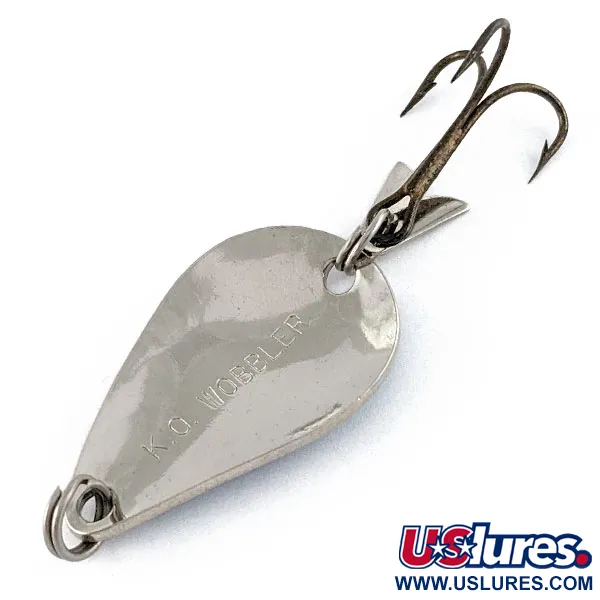 Vintage  Acme K.O. Wobbler, 1/4oz Nickel/Blue fishing spoon #17121