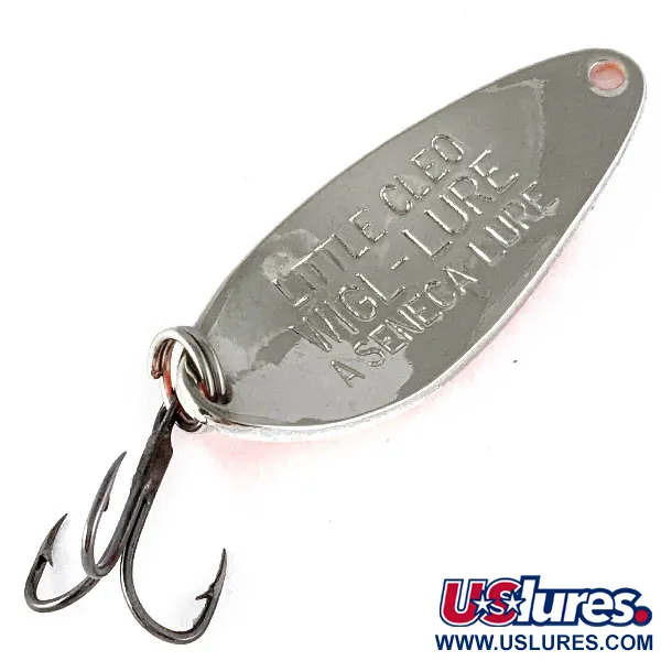 Vintage   Little Cleo Seneca UV, 1/4oz Nickel/white/orange UV fishing spoon #17167