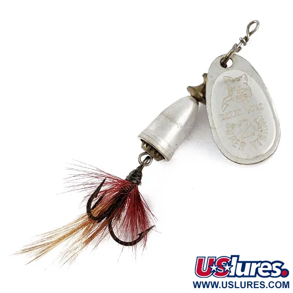Vintage   Blue Fox Super Vibrax 2 Foxtail, 3/16oz Silver spinning lure #17178