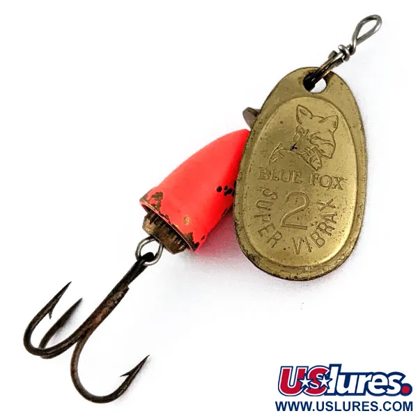 Vintage   Blue Fox Super Vibrax 2, 3/16oz Gold spinning lure #17180