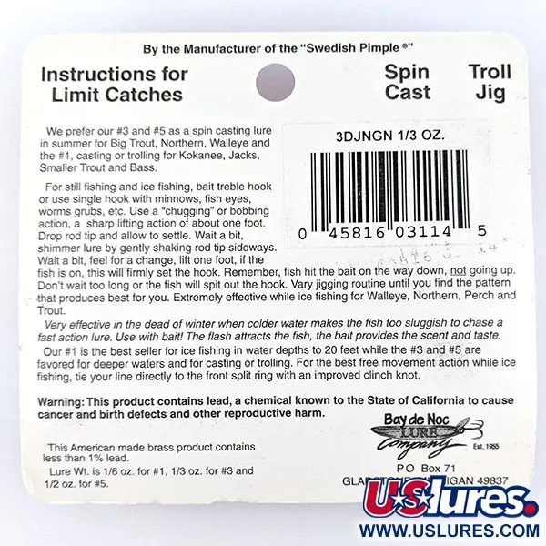   Bay de Noc Do-Jigger #3, 1/3oz Nickel/Green fishing spoon #17357